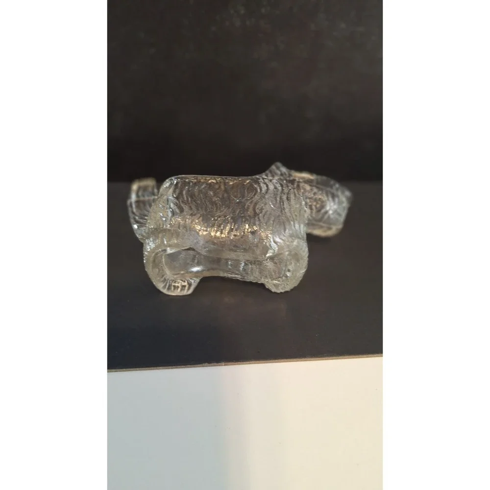 VINTAGE L E SMITH PRESSED GLASS SCOTTIE DOG CREAMER FIGURINE DISH 4.5